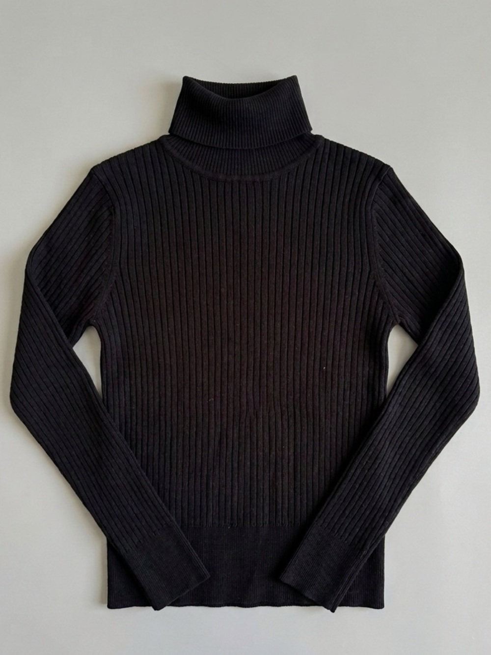 Zara Black Classic Ribbed Knit Turtleneck Sweater Long Sleeve Slim Fit Small